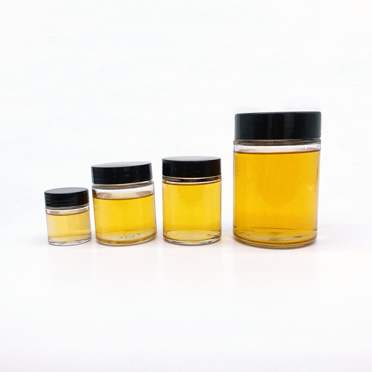 30ml 100ml 110ml 360ml straight round transparent glass storage jar with black plastic cap for candle