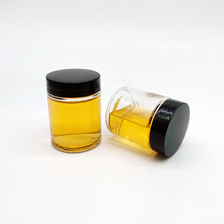 30ml 100ml 110ml 360ml straight round transparent glass storage jar with black plastic cap for candle