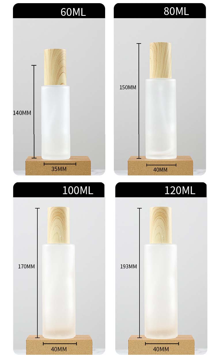 30ml 100ml 120ml Frosted glass cosmetic bottle and jar for cosmetic packaging