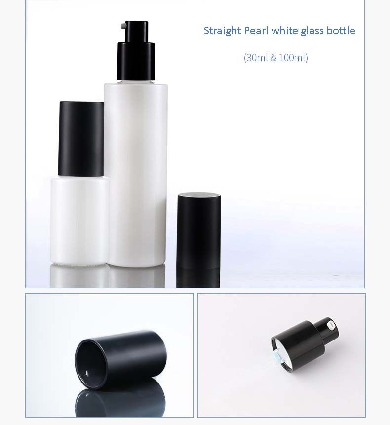 30ml 100ml 120ml pearl white glass cosmetic bottle and jar for cosmetic packaging