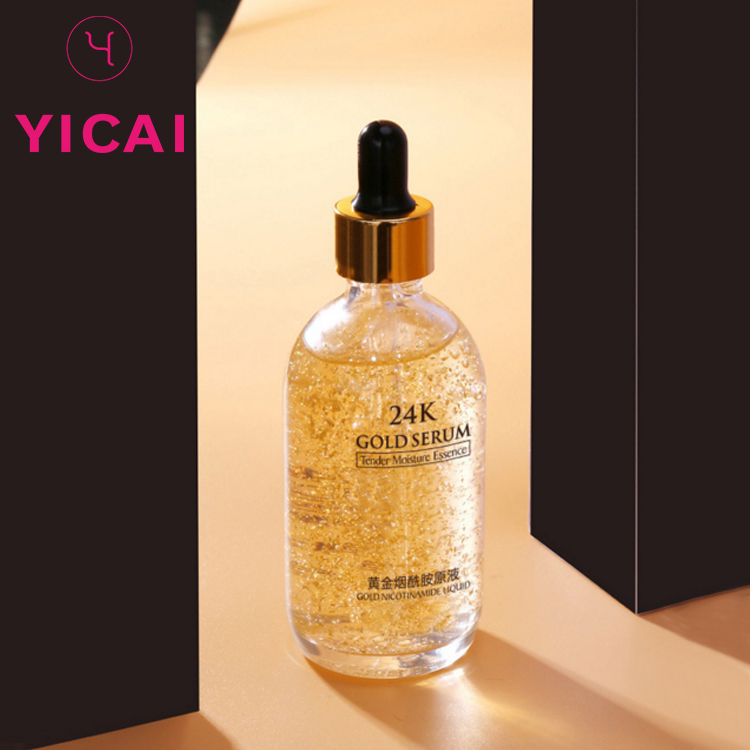 30ml 100ml Gold Essence Moisturizing Repair Cosmetic Gold Essential Oil Glass Dropper Bottles