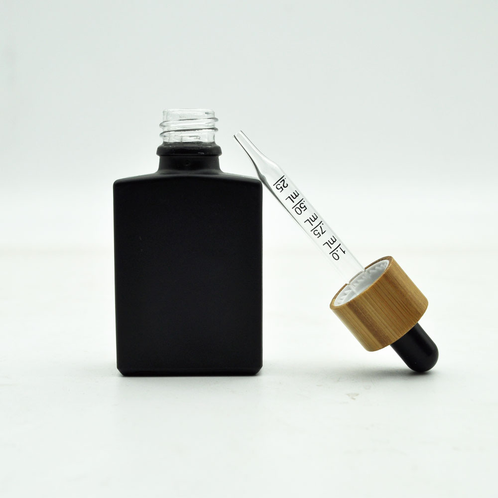 30ml 100ml bamboo cap matt green glass clear oil dropper bottle with gift box