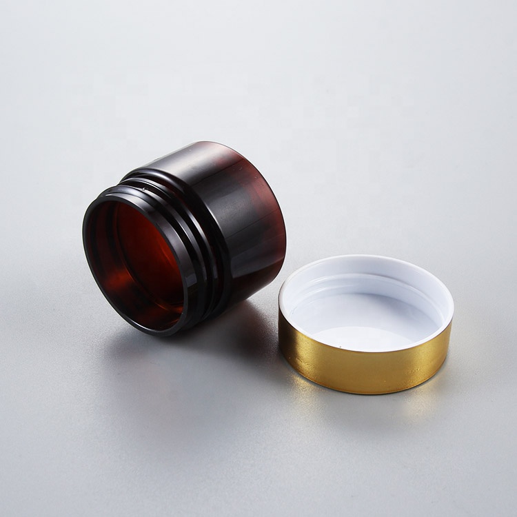 30ml,120ml,400ml,500ml amber round pet plastic cosmetic jar with golden cap