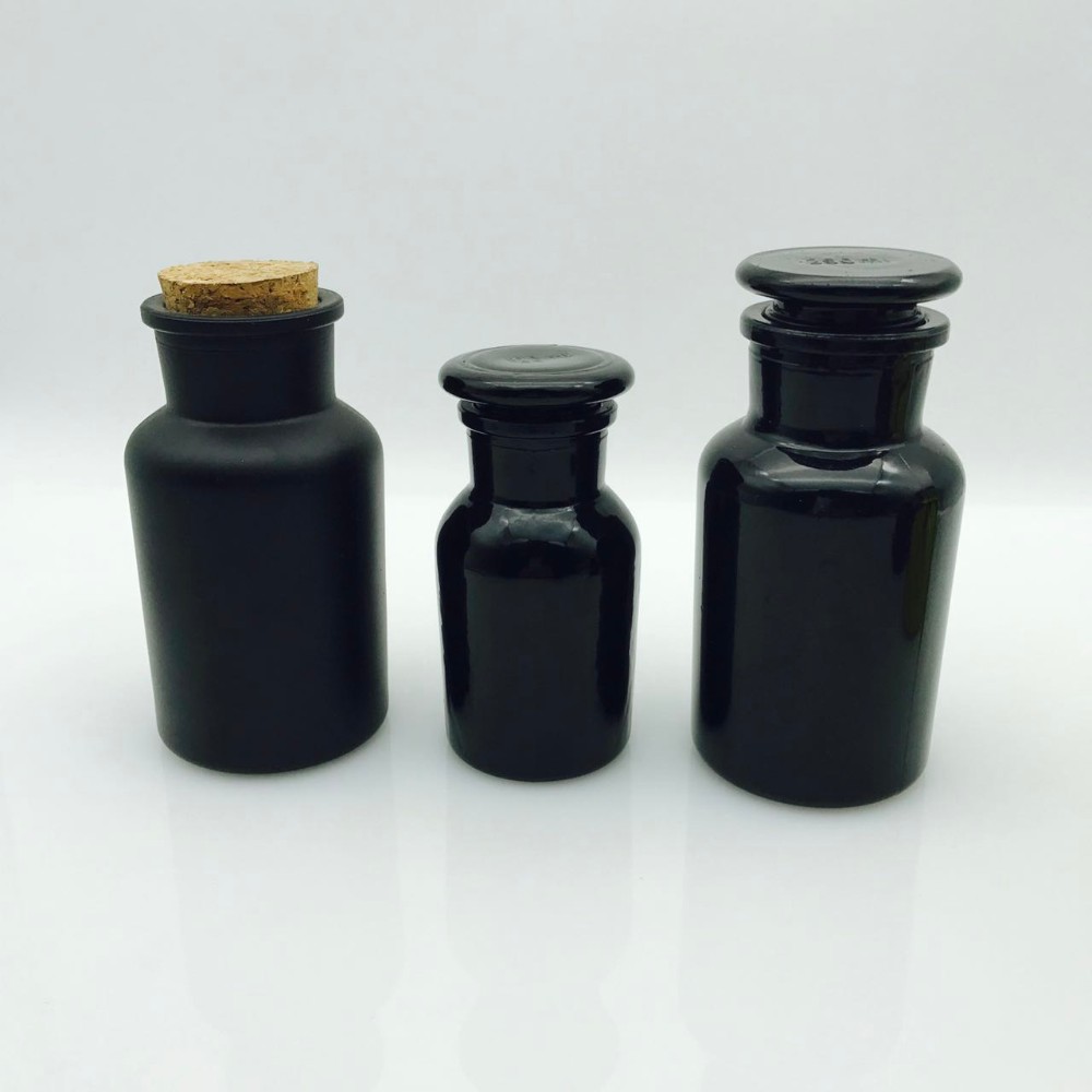 30ml-1L black Glass Apothecary Bottle with glass stopper or cork
