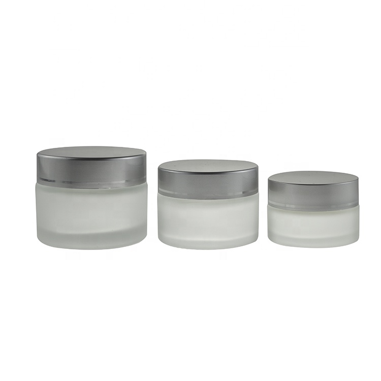 30ml/1OZ Frosted frasco de vidrio Round Empty luxury packaging cosmetic Glass Container with Lid