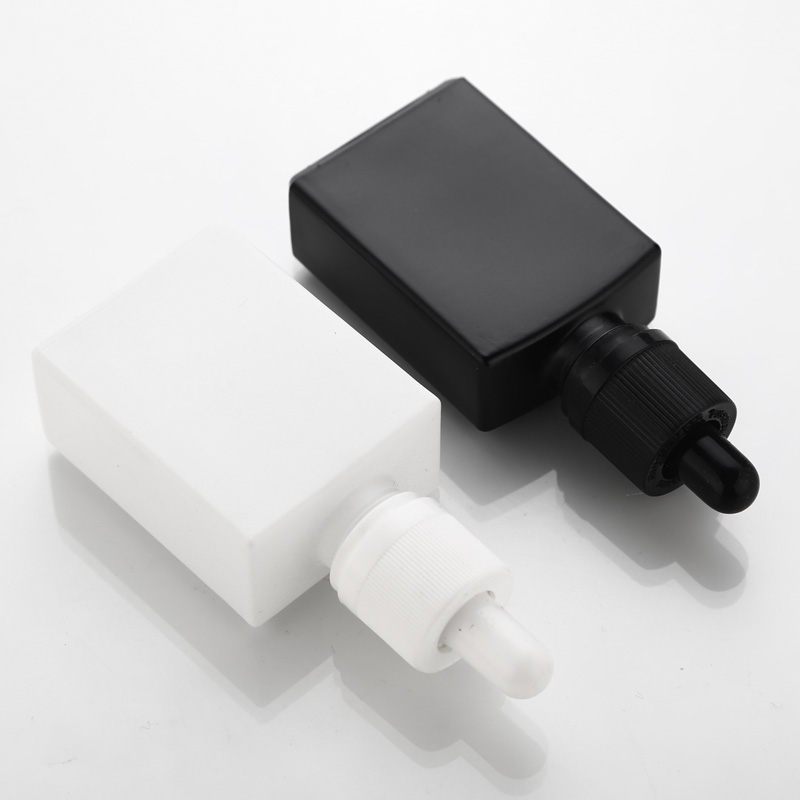30ml 1OZ Matte Black Square Essential Oil Dropper Bottles