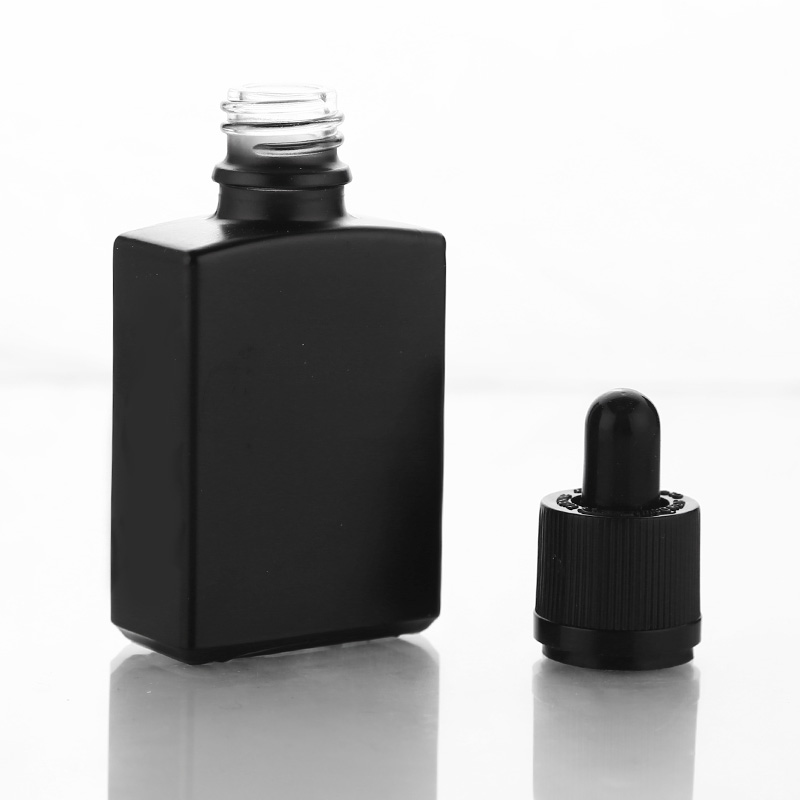 30ml 1OZ Matte Black Square Essential Oil Dropper Bottles