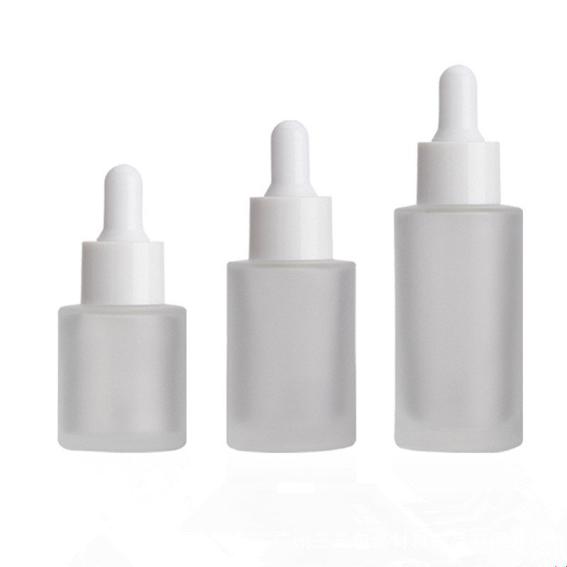 30ml 1OZ amber transparent frosted flat shoulder glass essential oil dropper bottle