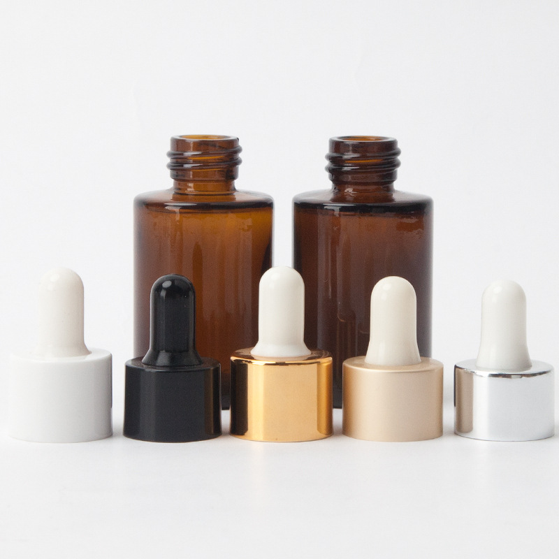 30ml 1OZ amber transparent frosted flat shoulder glass essential oil dropper bottle