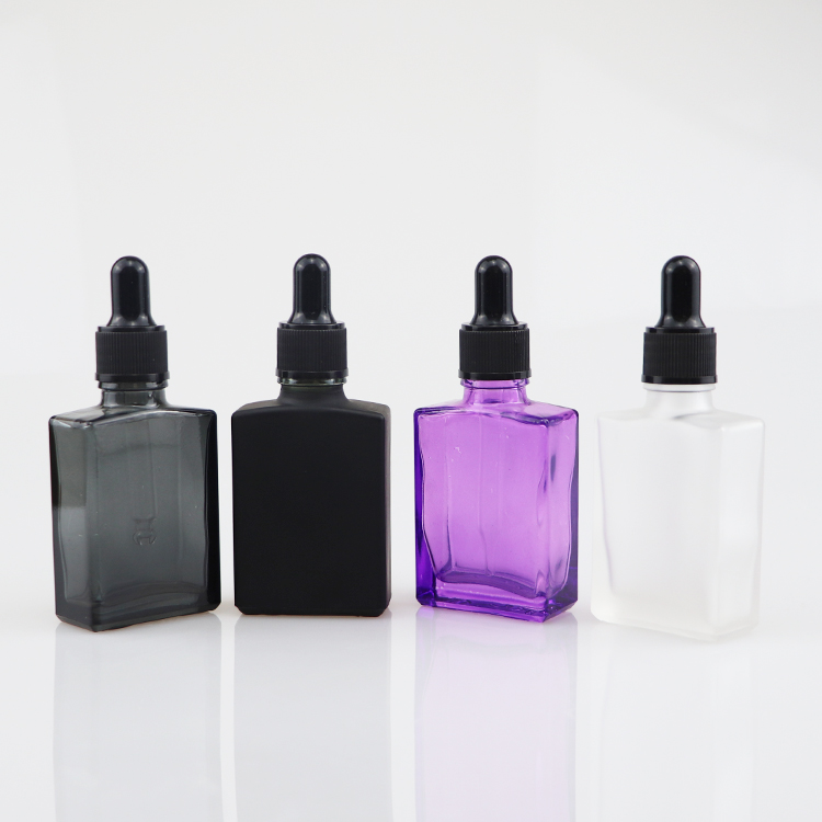 30ml 1oz 1ounce colorful cosmetic glass oil bottles opaque glass bottles black rectangle square glass dropper bottles
