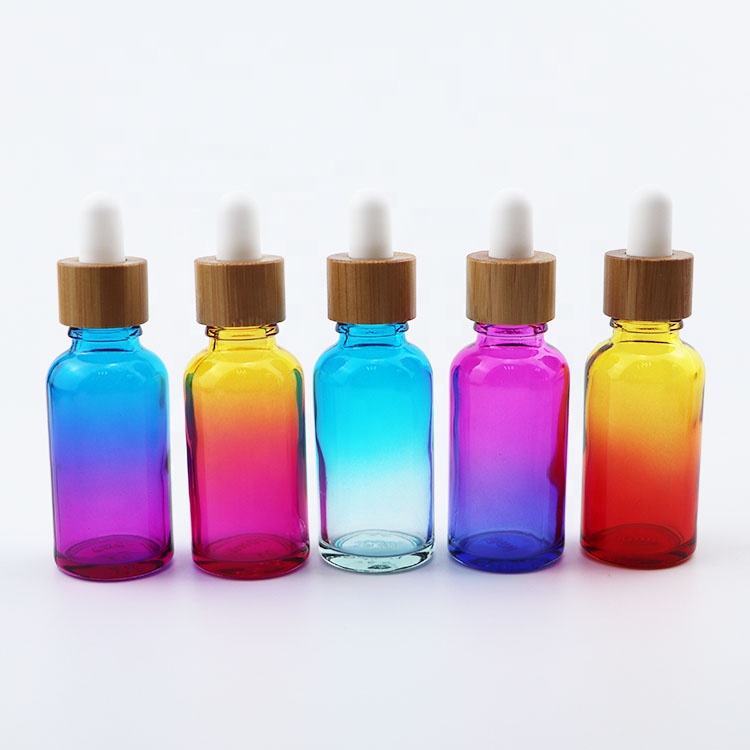 30ml 1oz 1ounce cosmetic skin care face oil bottles premium glass dropper bottles for oil with bamboo cap lid