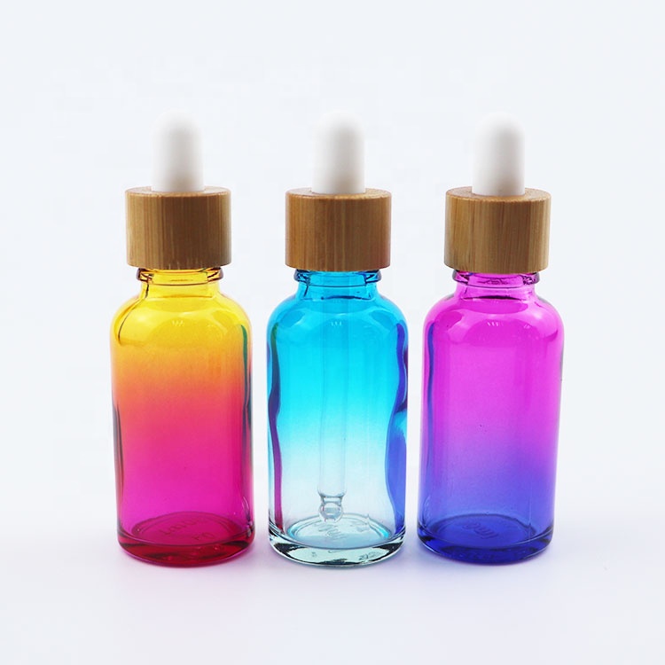 30ml 1oz 1ounce cosmetic skin care face oil bottles premium glass dropper bottles for oil with bamboo cap lid