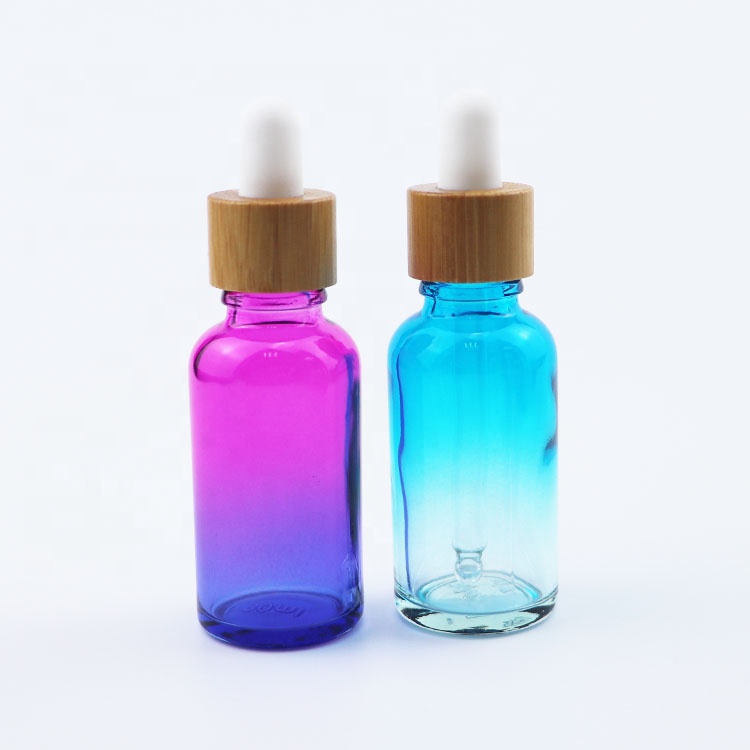 30ml 1oz 1ounce cosmetic skin care face oil bottles premium glass dropper bottles for oil with bamboo cap lid