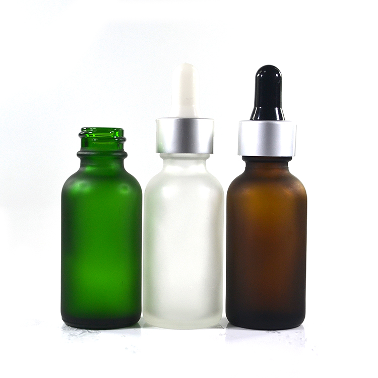 30ml 1oz Empty Boston Essential oil serum lotion clear amber blue green white black glass dropper bottles with lid