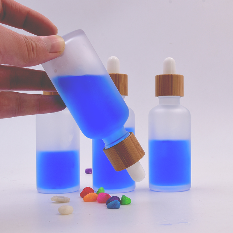 30ml 1oz Glass essential oil dropper bottle with bamboo lid