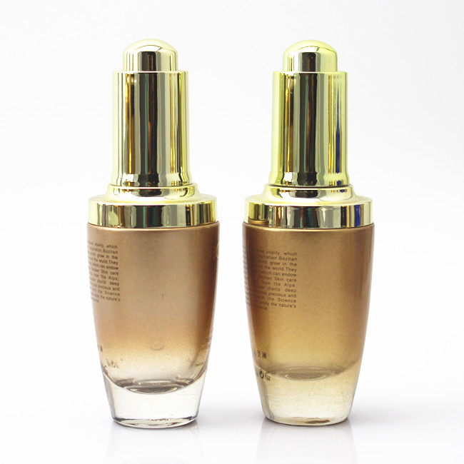 30ml 1oz LANCOME shape glass essential oil bottle with gold pump dropper lids