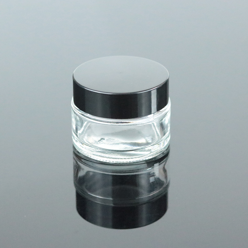 30ml 1oz Manufacturer Eye Cream Pomade Container 30g Clear Empty Cosmetic Glass Jar with Black Lid (GJM02)