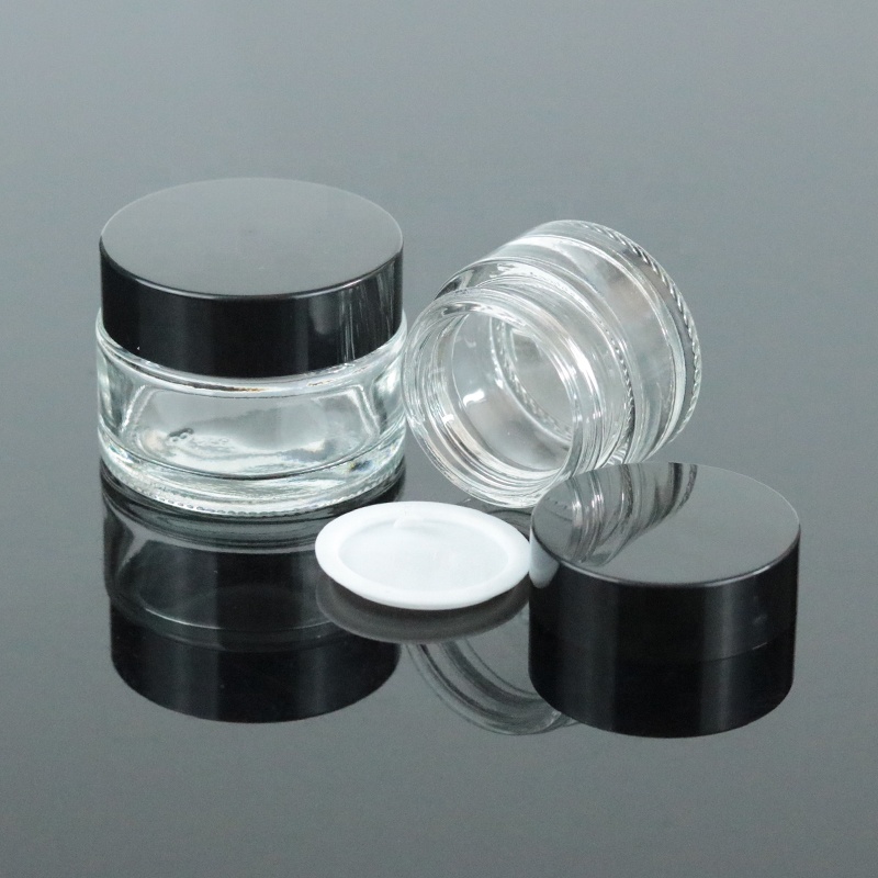 30ml 1oz Manufacturer Eye Cream Pomade Container 30g Clear Empty Cosmetic Glass Jar with Black Lid (GJM02)
