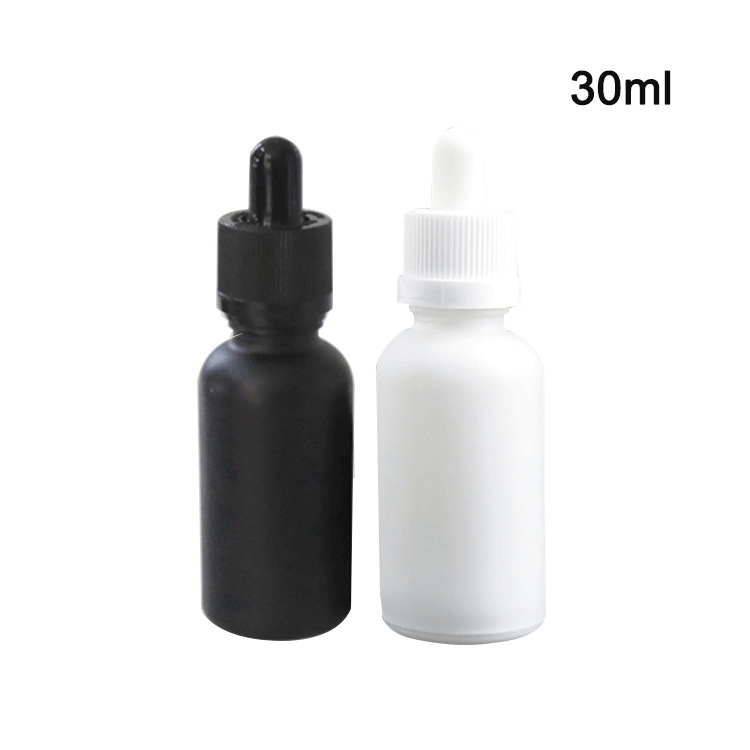 30ml 1oz Matte Black White Frosted Glass Dropper Bottle White For E Liquid