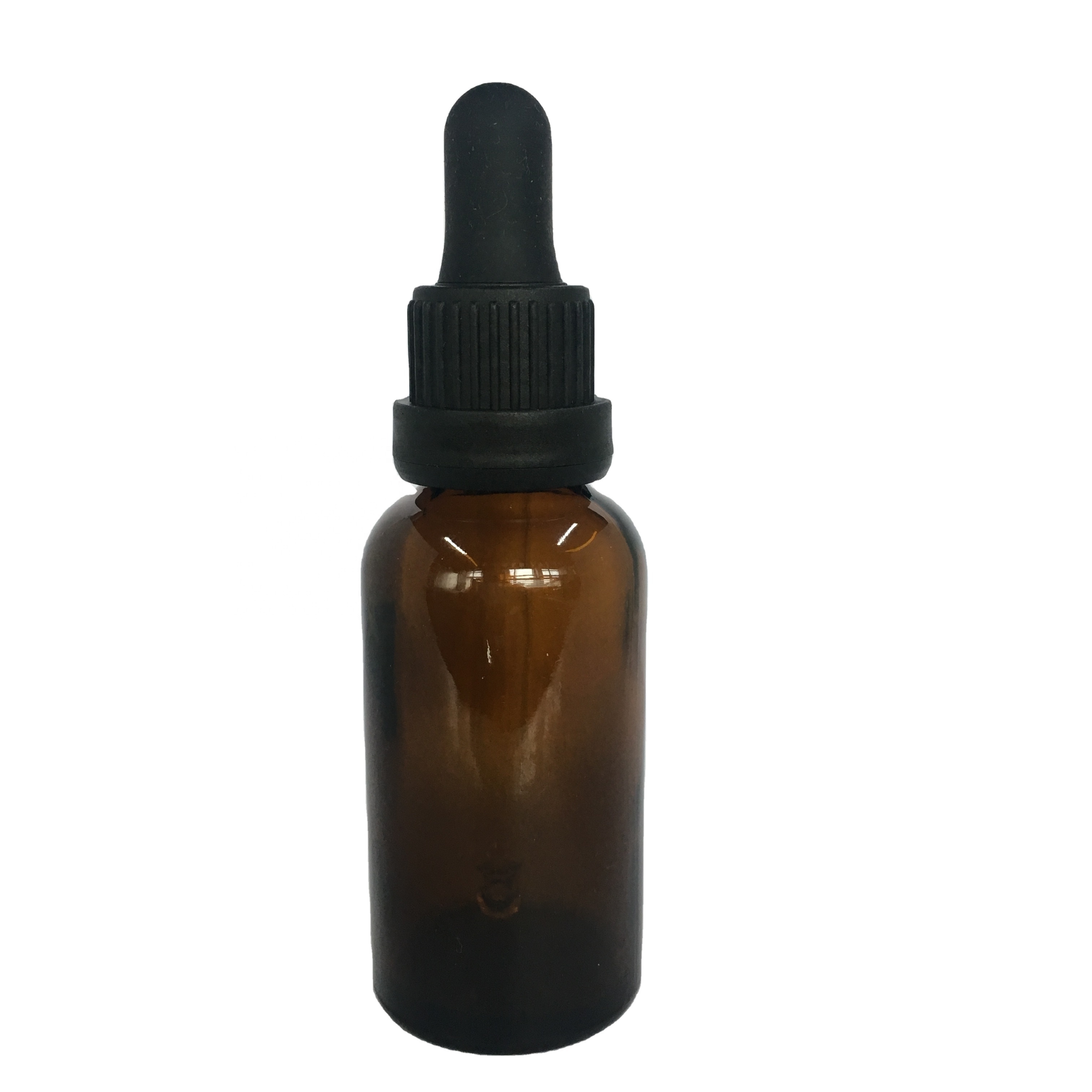 30ml 1oz amber essential oil glass bottle with child resistant and tamper evident glass dropper for cosmetic packaging