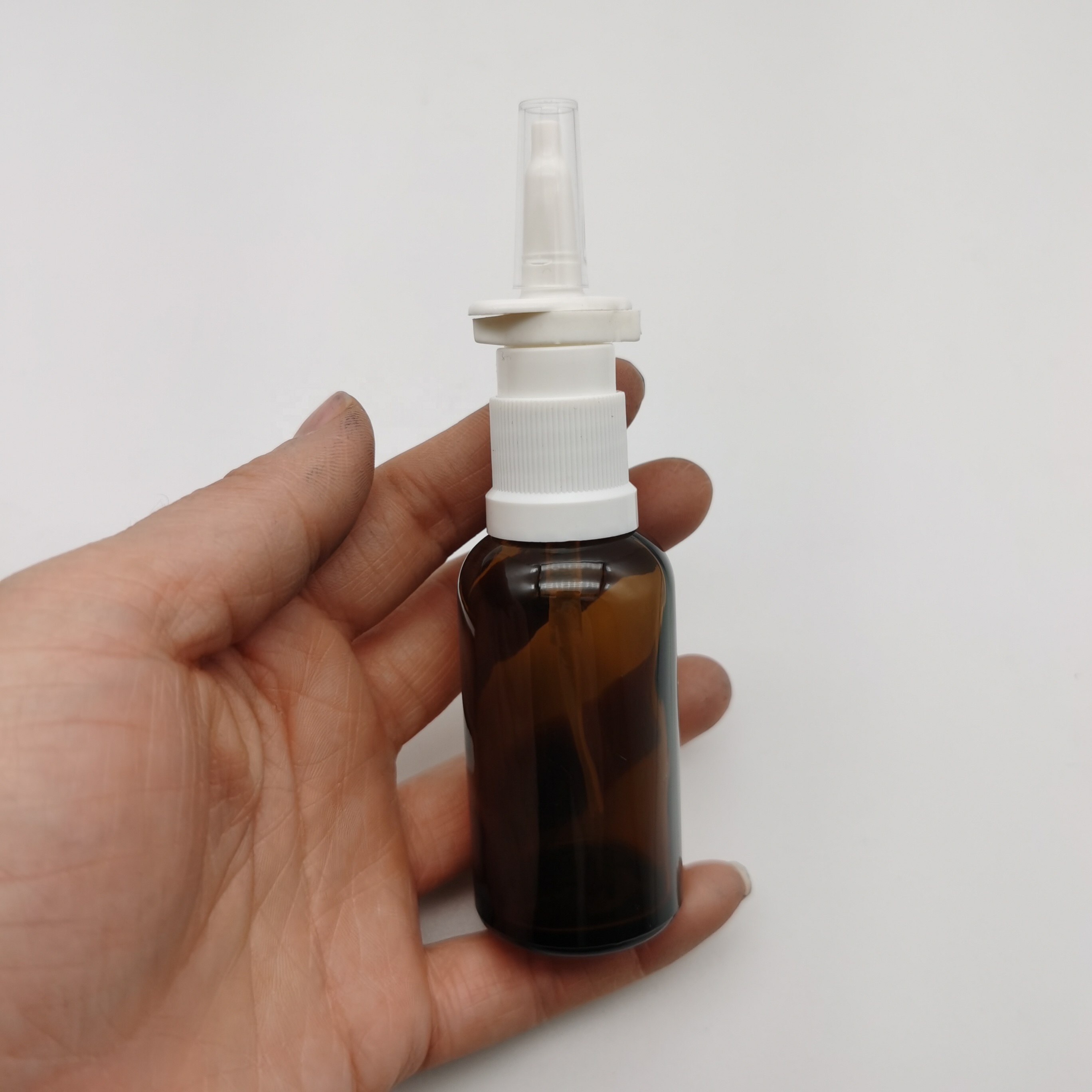 30ml 1oz amber essential oil glass bottle with nasal sprayer