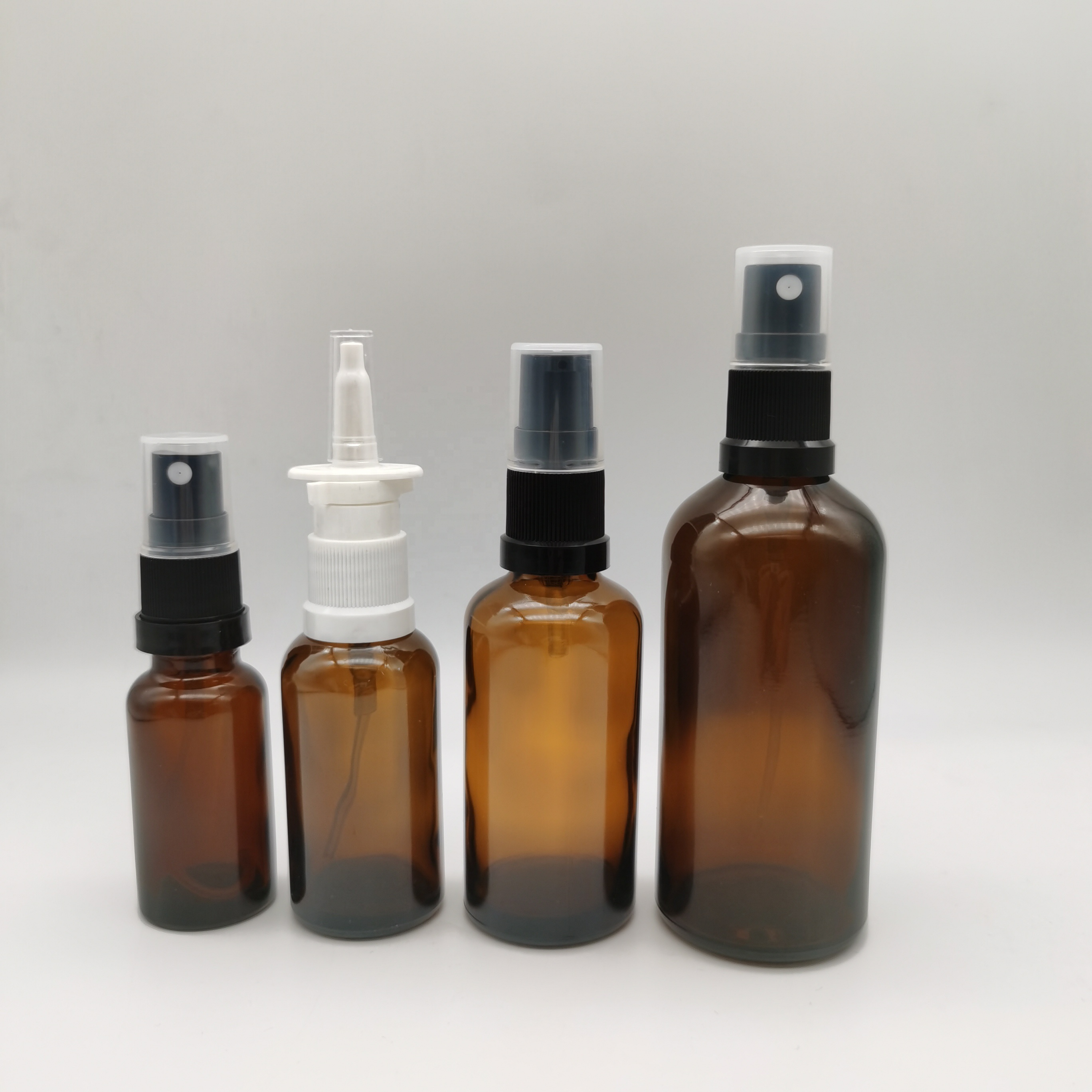 30ml 1oz amber essential oil glass bottle with nasal sprayer