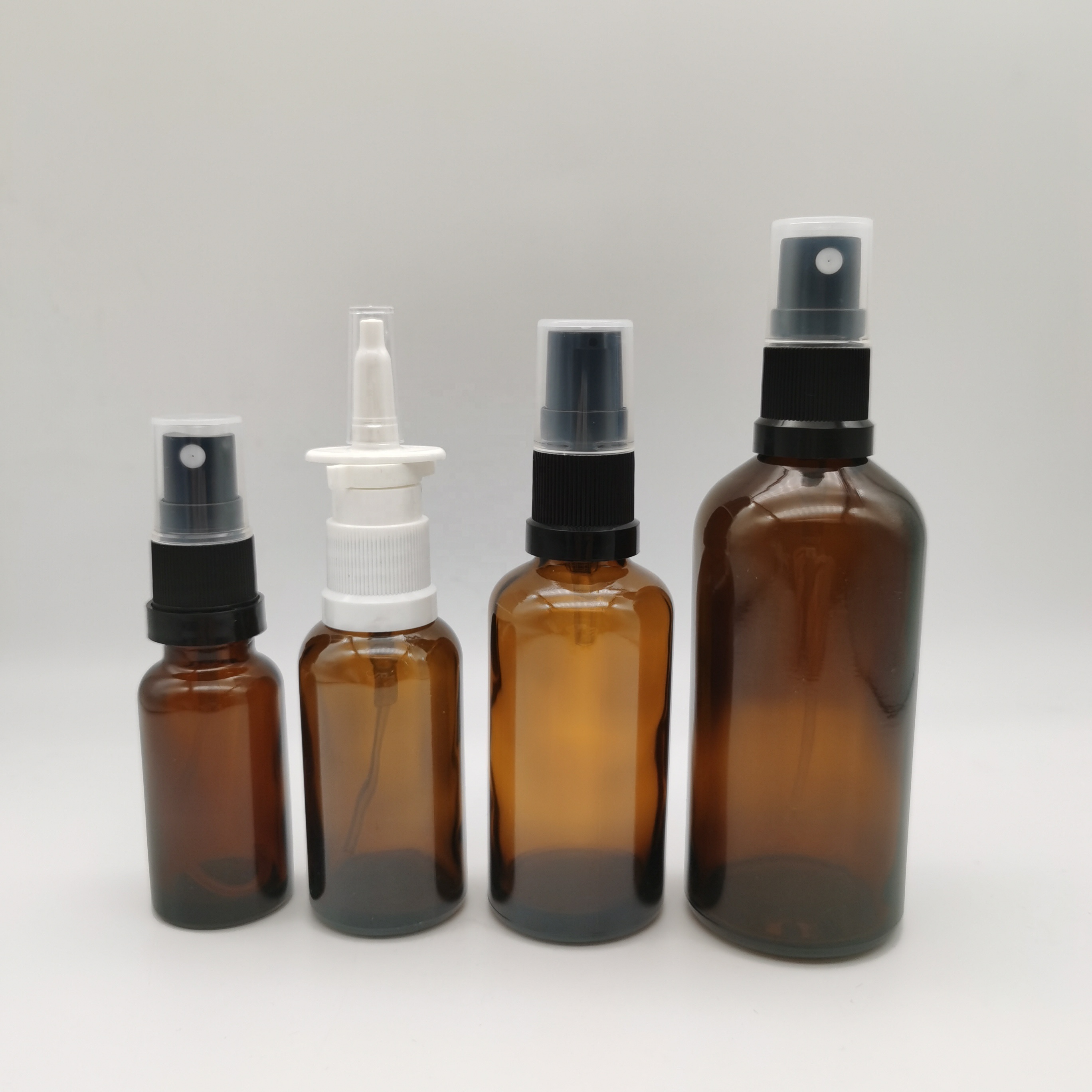 30ml 1oz amber essential oil glass bottle with nasal sprayer