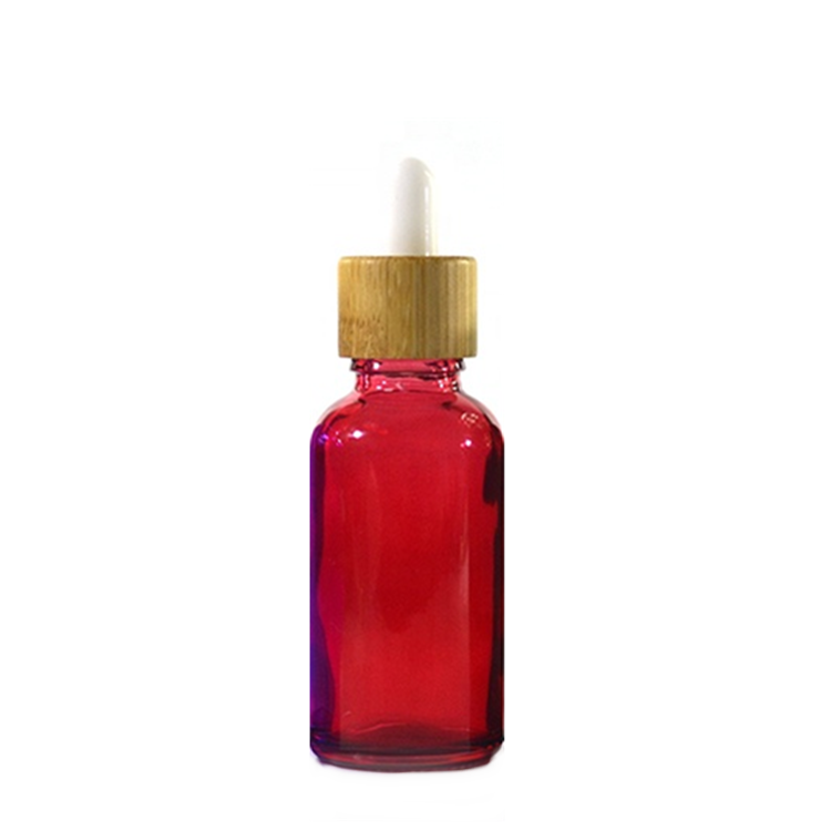 30ml 1oz bamboo cap essential oil matte black frosted glass bamboo dropper bottle with Paper tube