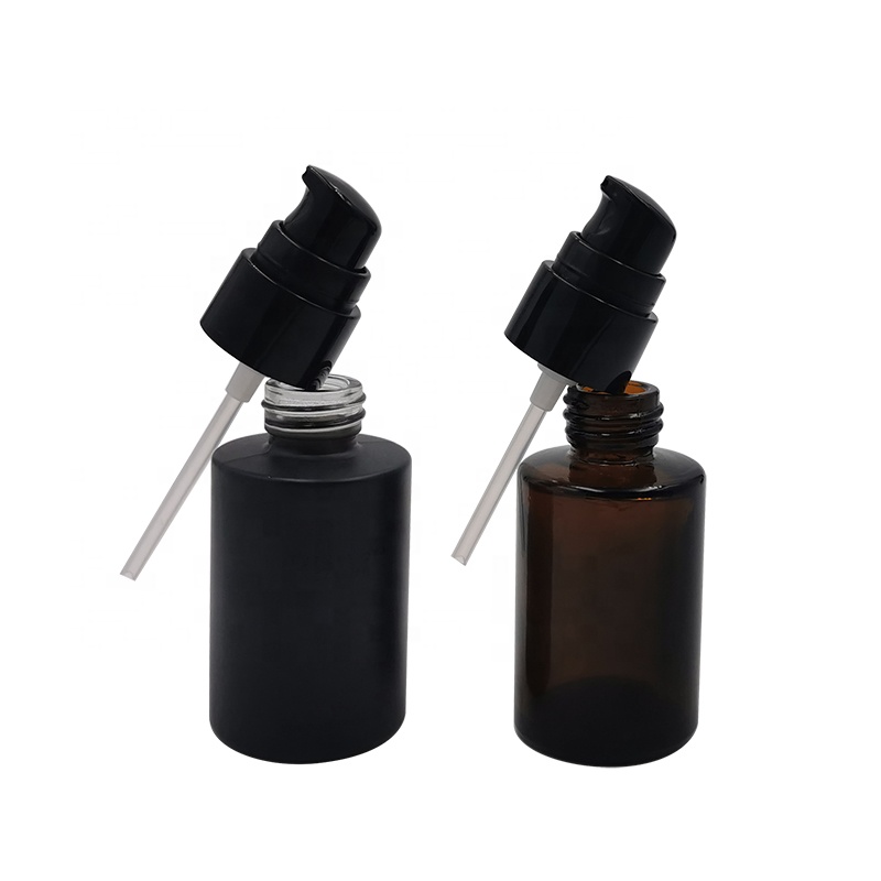 30ml 1oz black amber frosted clear glass serum bottle for cosmetic packaging