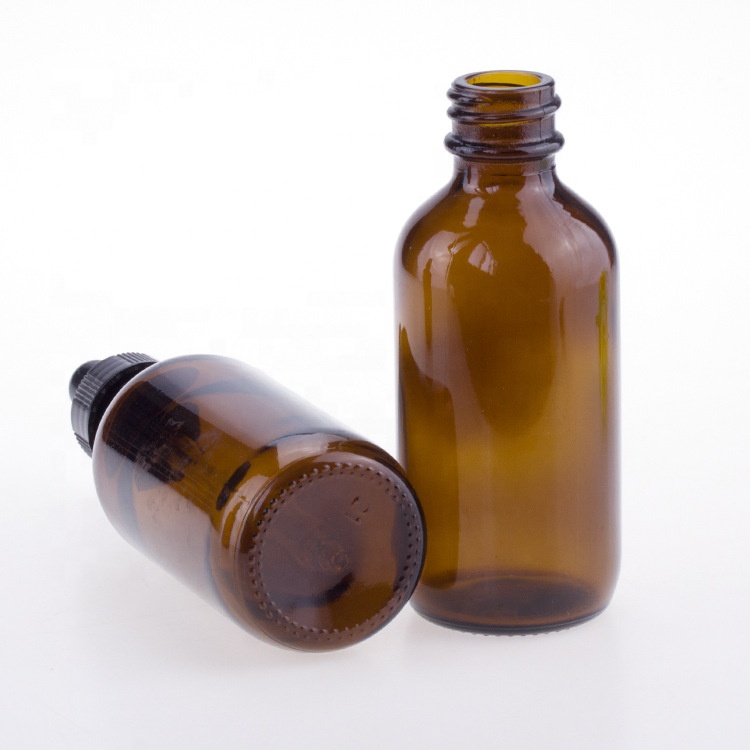 30ml 1oz empty amber boston round essential oil glass dropper bottle