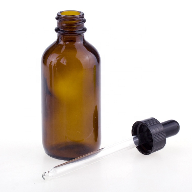 30ml 1oz empty amber boston round essential oil glass dropper bottle