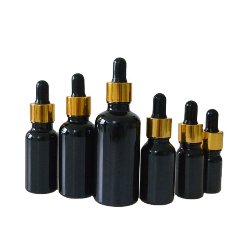 30ml 1oz essential oil serum black glass dropper bottle in large stocks
