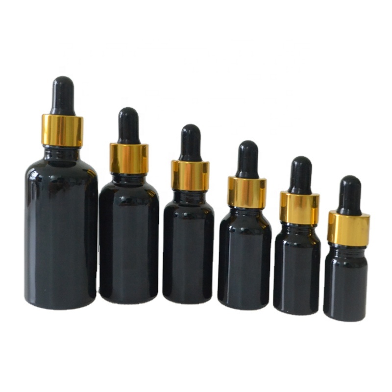 30ml 1oz essential oil serum black glass dropper bottle in large stocks