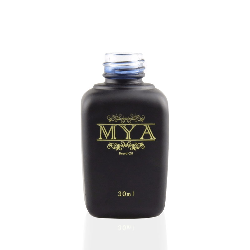 30ml 1oz frosted black matt white square glass essential oil bottle with hot stamping