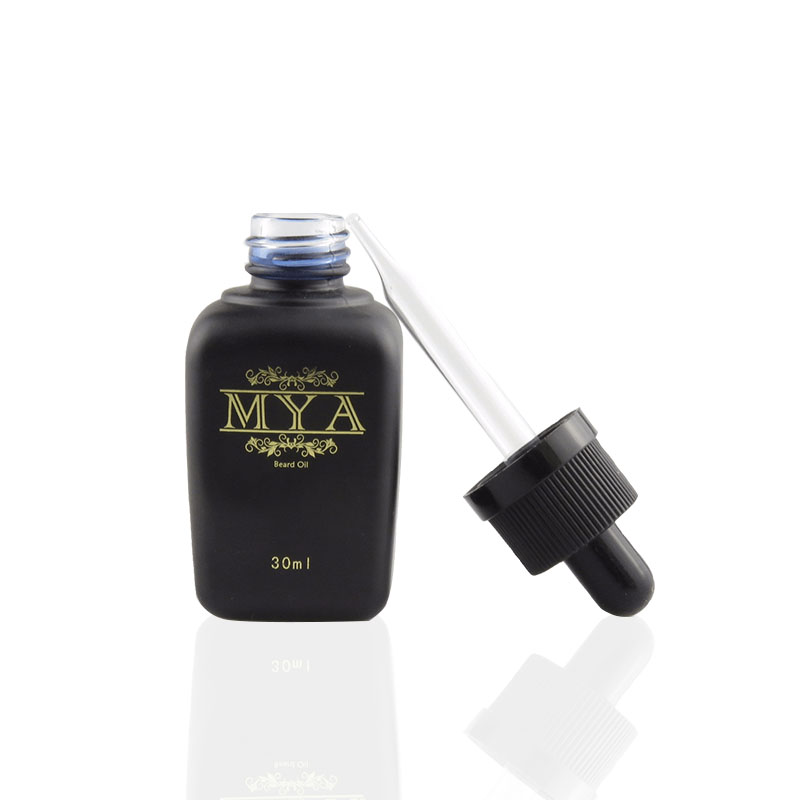 30ml 1oz frosted black matt white square glass essential oil bottle with hot stamping