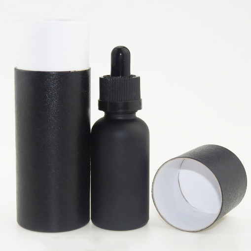 30ml 1oz matt frosted black eliquid glass bottle with black paper tube packaging