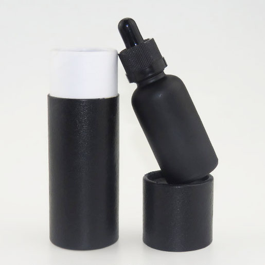 30ml 1oz matt frosted black eliquid glass bottle with black paper tube packaging