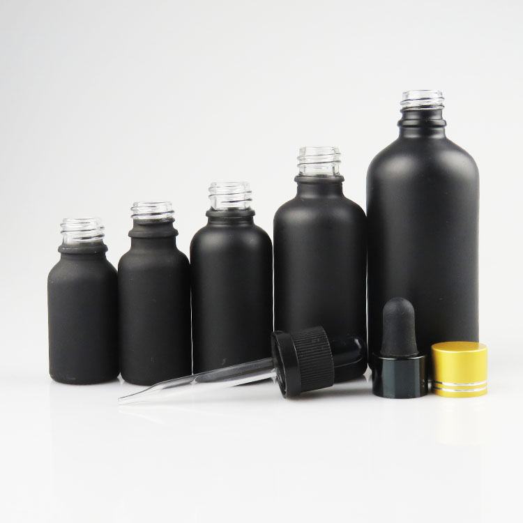 30ml 1oz matt frosted black glass dropper bottle childproof cap for eliquid essential oil