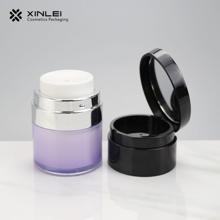 30ml 1oz plastic vacuum bottle acrylic airless pump jar for skincare cream with mirror