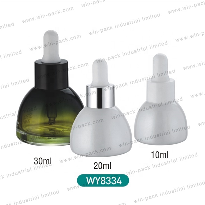 30ml  20ml 10ml round transparent green color glass serum bottle with dropper cap