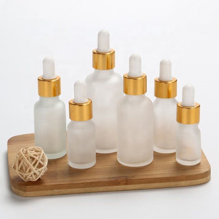 30ml 20ml Silver Gold Unique Essential Oil Glass Bottle Clear With Dropper Cap  Screen Printing