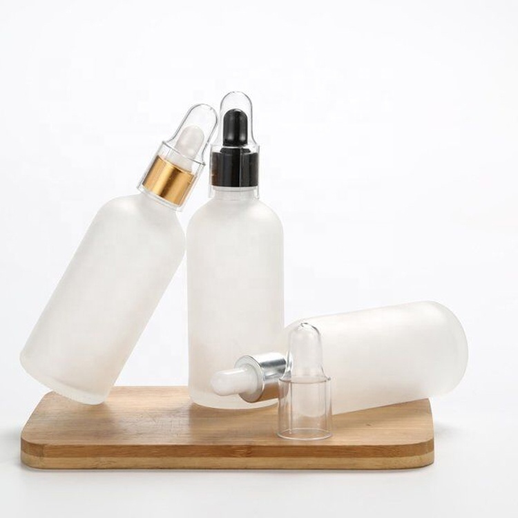 30ml 20ml Silver Gold Unique Essential Oil Glass Bottle Clear With Dropper Cap Screen Printing