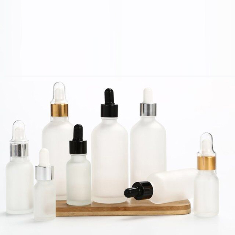 30ml 20ml Silver Gold Unique Essential Oil Glass Bottle Clear With Dropper Cap Screen Printing