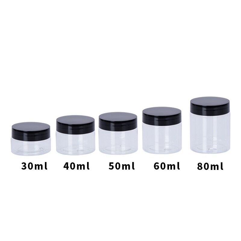 30ml - 250ml cosmetic container wide mouth plastic PET cream jar with lid for facial body cream
