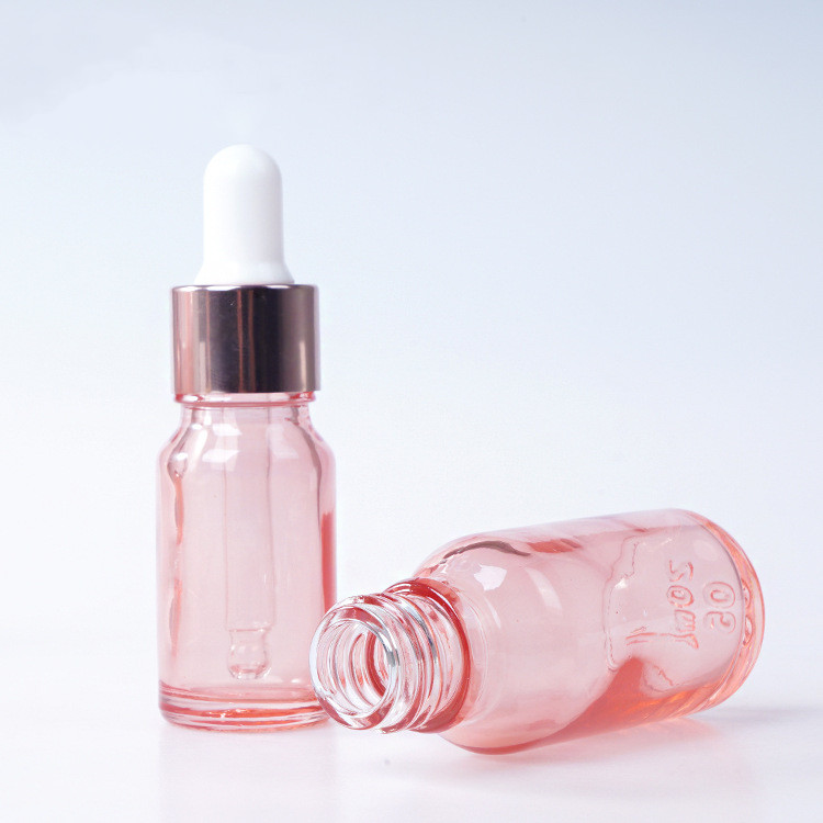 30ml 2oz Pink Luxury clear glass eye dropper bottle for cosmetic essential oil bottle Rose gold