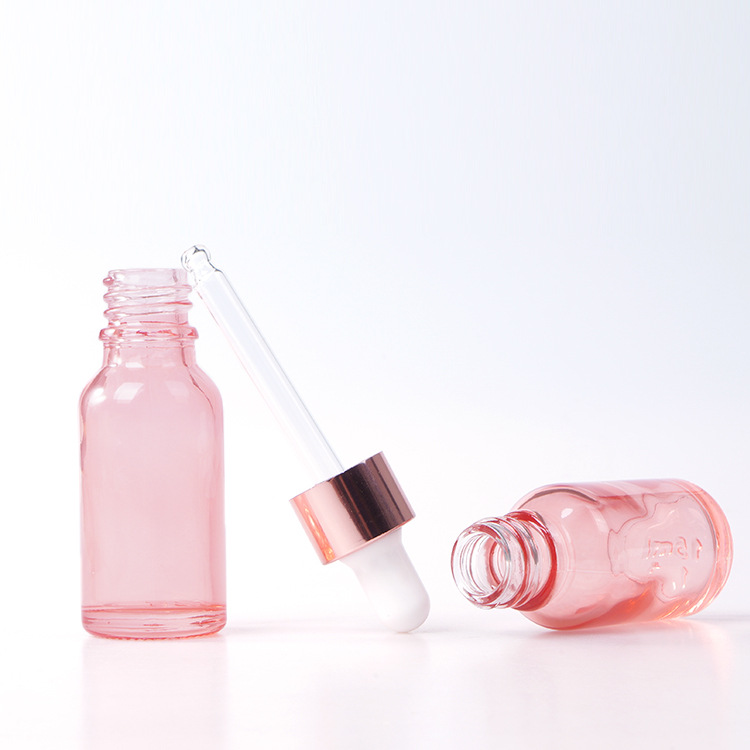 30ml 2oz Pink Luxury clear glass eye dropper bottle for cosmetic essential oil bottle Rose gold