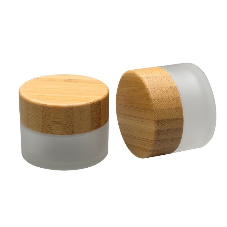 30ml 30g  frosting bamboo glass screw cream jar with bamboo cap