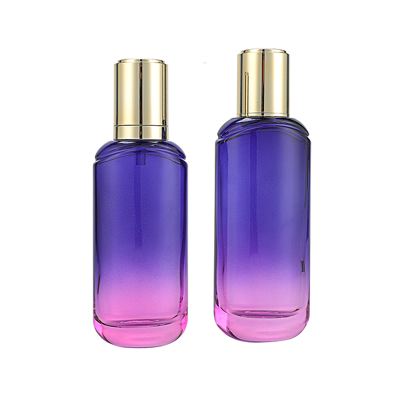 30ml 40ml 100ml 120ml 30g 50g Blue Purple Cosmetic Packaging Skin Care Packaging Cosmetic Glass Bottle Cream Jar with Gold Lid