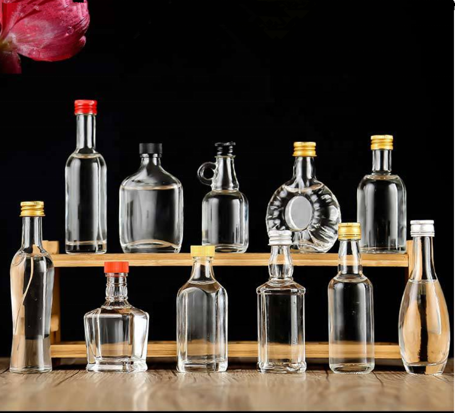 30ml 40ml 50ml 100ml Mini Small Sample Alcohol Juice Drinks Glass Wine Liquor Bottle with Screw Cap