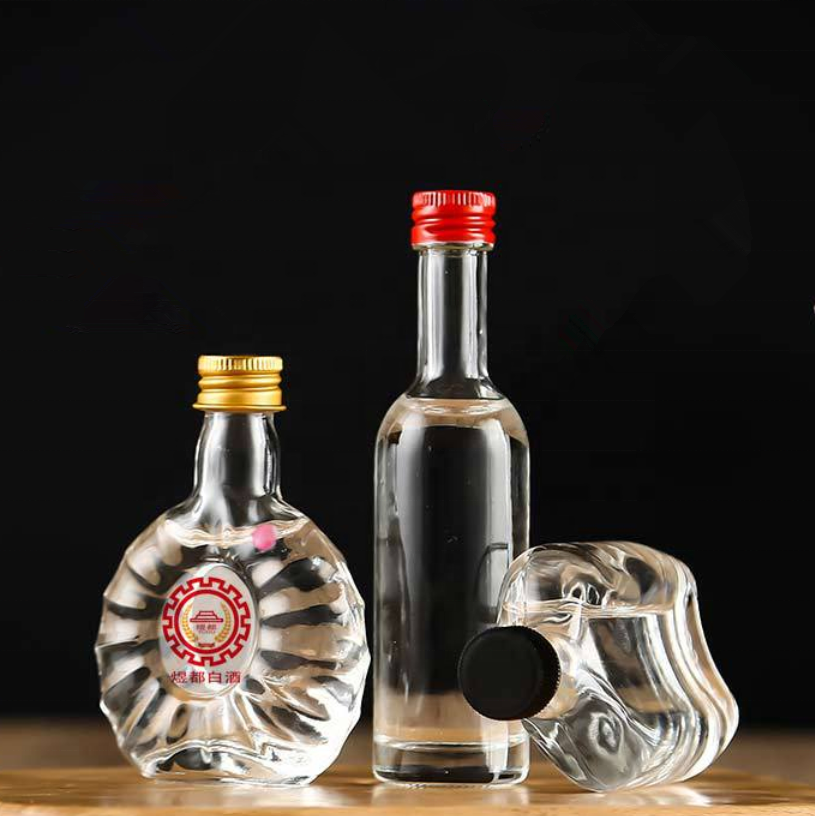 30ml 40ml 50ml 100ml Mini Small Sample Alcohol Juice Drinks Glass Wine Liquor Bottle with Screw Cap